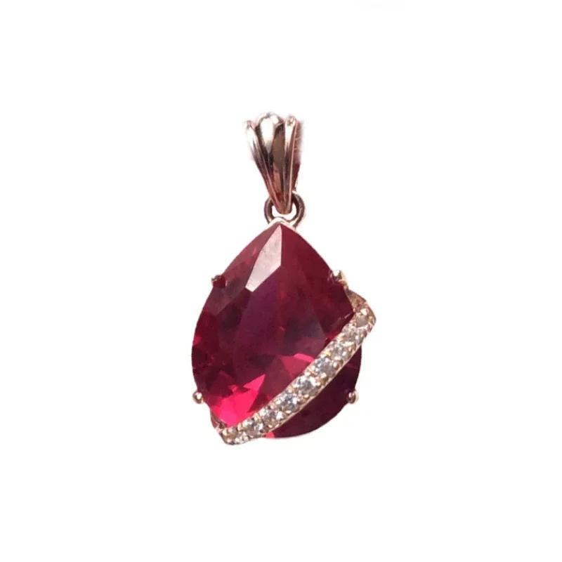 Light luxury Water drop ruby necklaces fashion Copper plated rose gold clavicle chain  for women wedding Zircon