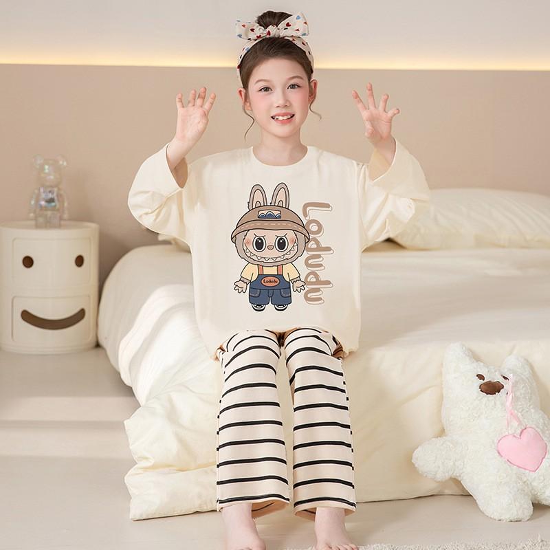 Girls Cotton Pajama Set Long Sleeve Round Neck Princess Style Sleepwear Kids 8-14 Years Winter Home Wear