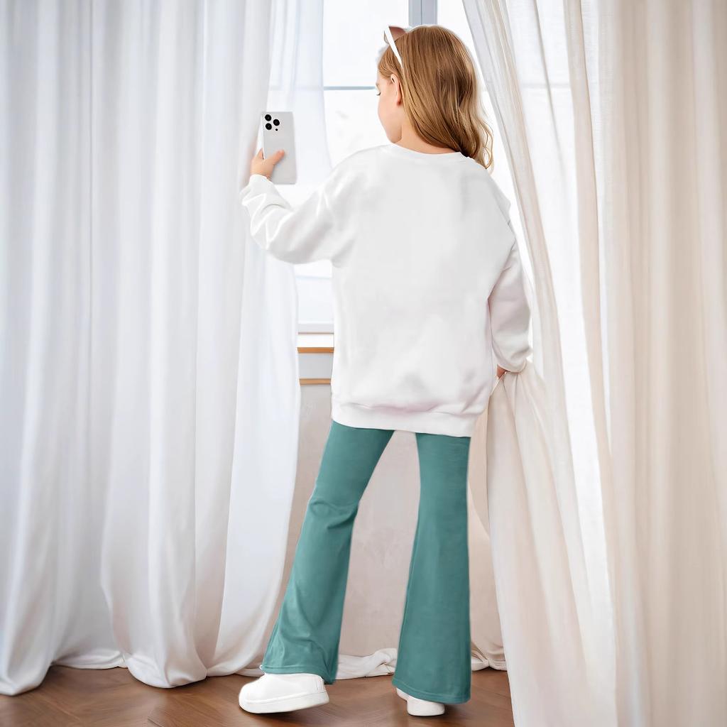 Mädchen 2-teiliges Set & Schmetterlingsdruck Langarm-Hoodie + Schlaghosen Herbst Kinder Freizeitanzug