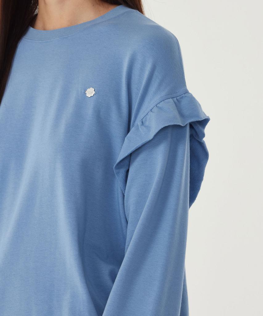 COVERNAT WOMAN Shirred Sweatshirt Dusty Blue