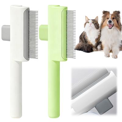 Pet Comb With Long & Short Stainless Steel Metal Teeth Self Cleaning Slicker Brush Suitable For Cats And Dogs