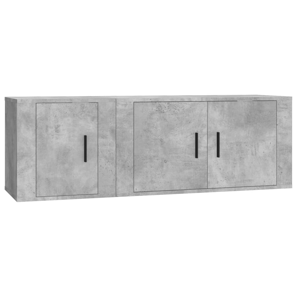 2 piece TV cabinet set concrete grey particleboard