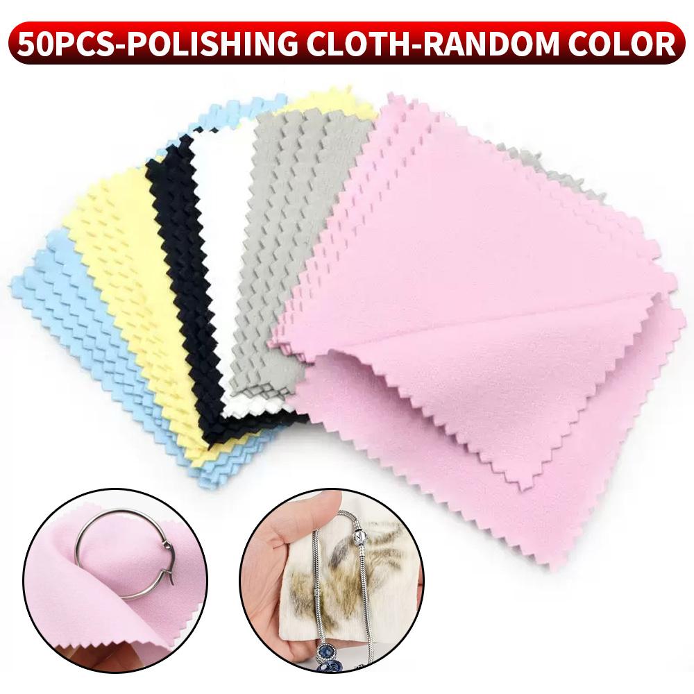 

50PCS silver wiping cloth, soft double-sided velvet jewelry, silver wiping cloth, polishing cloth