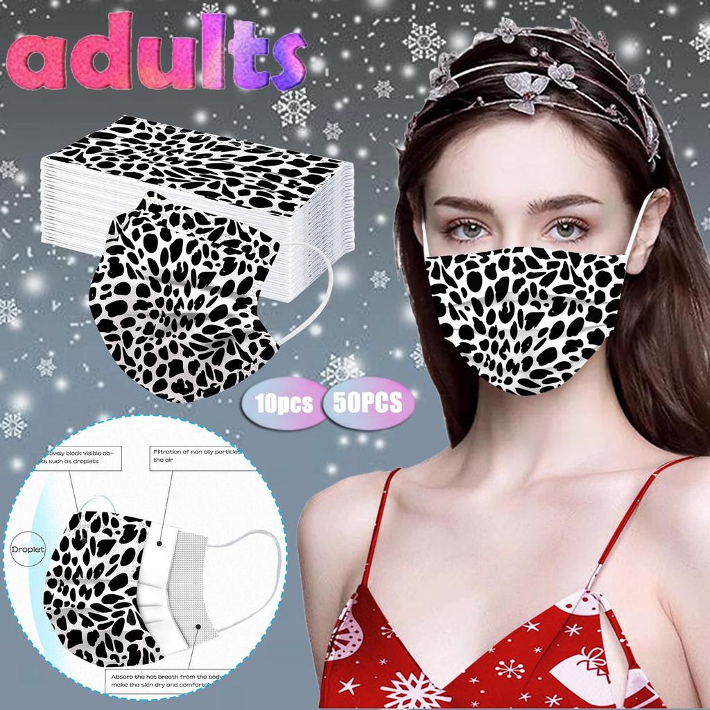 Adult Mask Leopard Printing Disposable Face Mask Industrial 3Ply 10PCS/50PCS