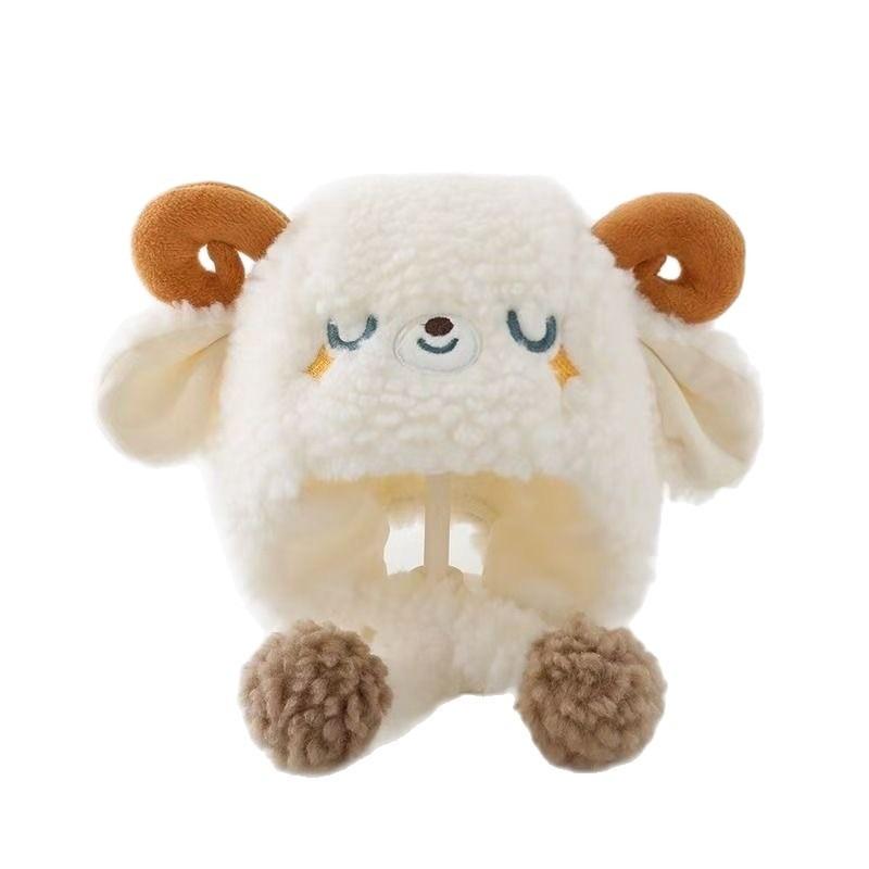 Baby hat autumn and winter cute lamb baby plush ear protection hat warm thickened boys and girls pullover hat winter