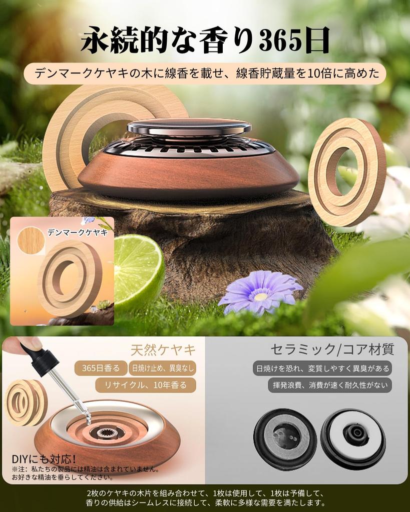 Car Air No Charging Rotating Fragrance Release In 1 Silent Circulating High Temperature Dual Mode Incense Included with 2 Zelkova Luxury Car Suitable
