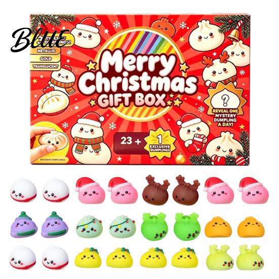 Sensory Relief Gifts for Classmates 2026 Christmas Dumplings Advent Calendar with 24 Mini Bun Squeeze Party Supplies Students Toys Festive Countdown