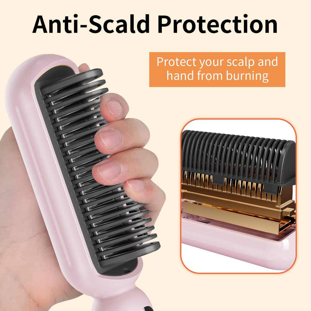 2026 Hotsale 210℃ Pro Hair Comb Brush Multifunctional Curler Hair Straightening Comb Dual Voltage 30S Fast Heating Styling Tools