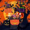 Halloween Pumpkin Decoration, With Maple Leaf Berry Witch Hat, Halloween Door Sign Wood Light For Front Door Indoor Outdoor Patio Party Cartoon