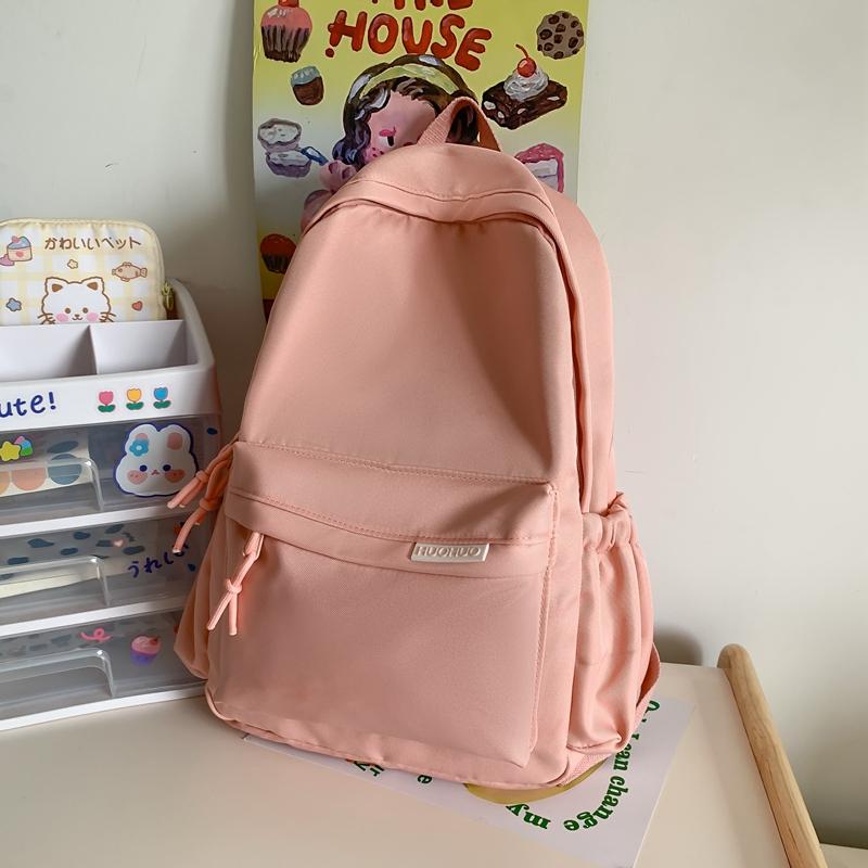 Teenage Backpack Solid Color Student Schoolbag Large Capacity Backpack