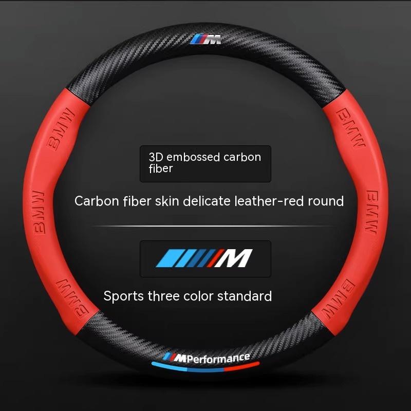 For BMW M X1 X3 X5 X6 X7 G20 G30 I3 I4 E36 E39 E46 E87 E90 E92 F10 F15 F20 F25 F30 Carbon Fiber Leather Car Steering Wheel Cover