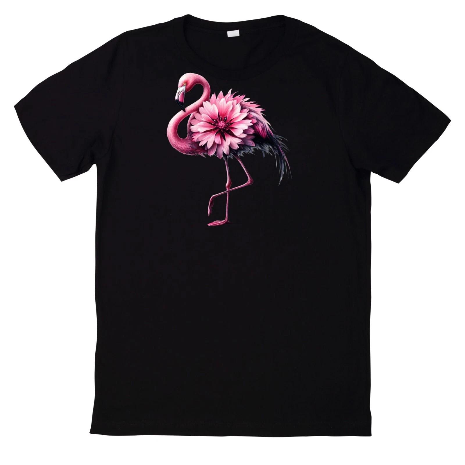 T-Shirt Rosa Blumen Flamingo Motiv L