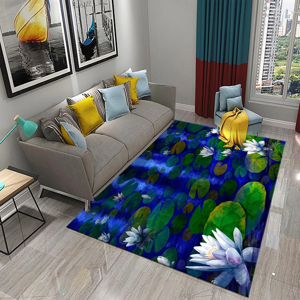 3D Water Lily Abstract Oil Painting Carpet for Bathroom Kitchen Anti-slip Doormat Rug Carpet Bedroom Living Room Decor Floor Rug