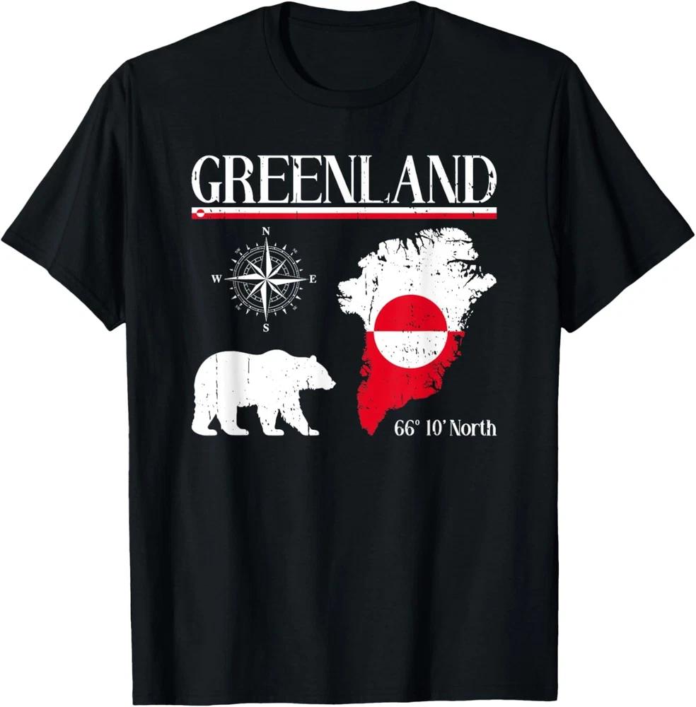 Greenland Icebear Compass Flag Map Greenland T-Shirt XXXL