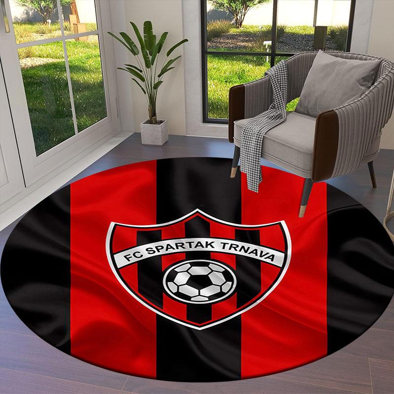 FC Spartak Trnava Round Area Rug,Carpet Rug for Living Room Bedroom Sofa Playroom Decor,Non-slip Floor Mat