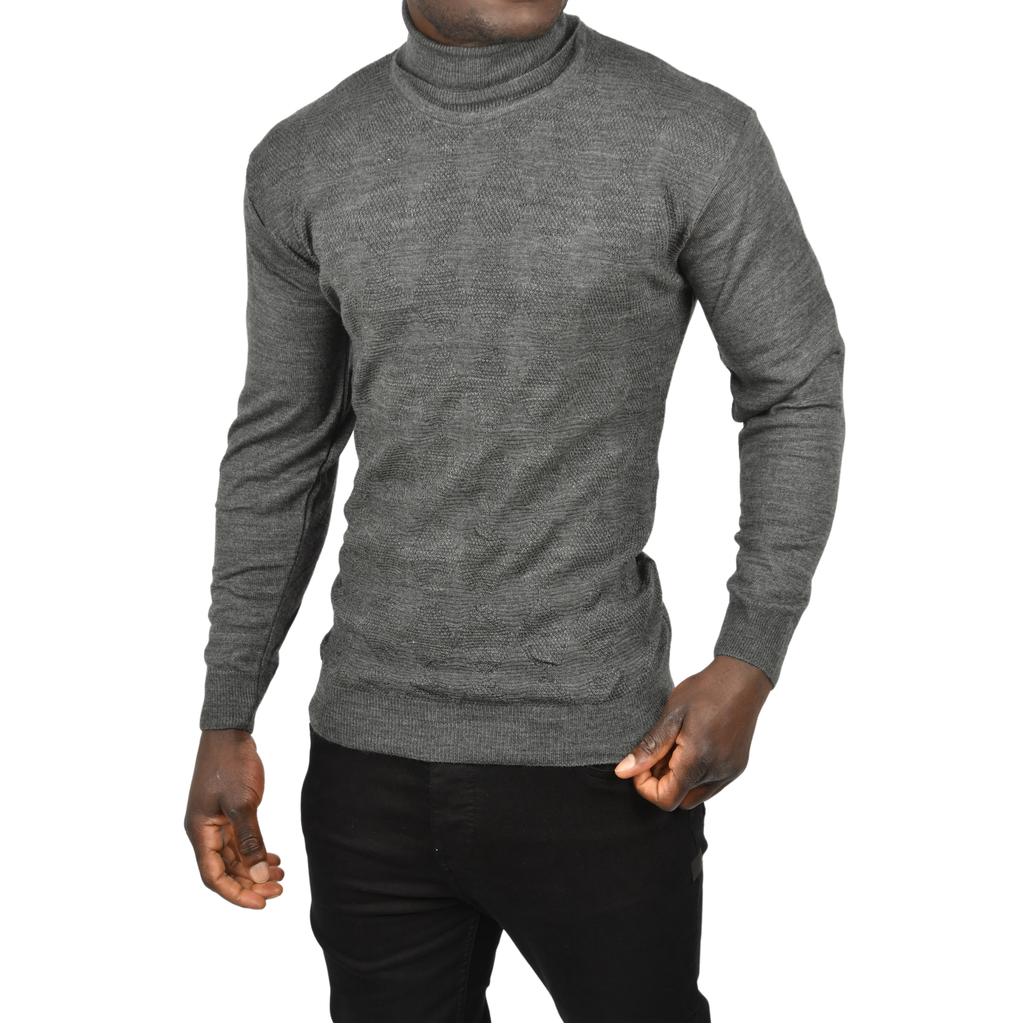 DeepSEA Slim Fit Baklava Desenli Tam Balıkçı Yaka Boğazlı Triko Balıkçı Yaka Kazak 2505507