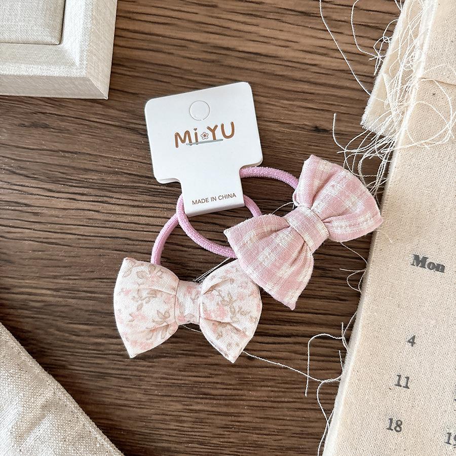 Корейская сладкая ткань клетчатый бант детская резинка для волос лента цветочная маленькая резинка головной убор девочки дети аксессуары для волос