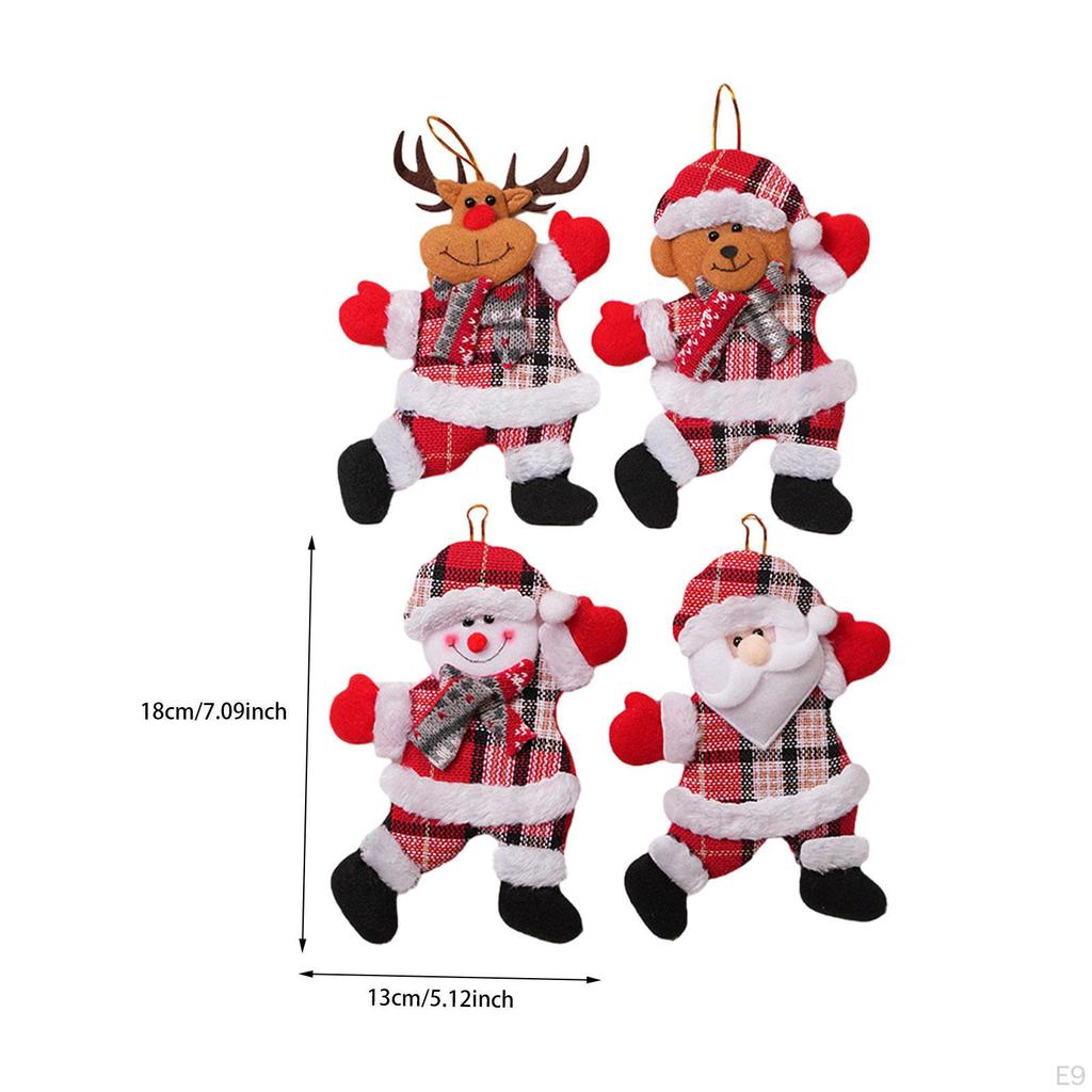 4x Christmas Hanging Ornaments Reusable Doll for Party Favors Door Xmas Tree Style A