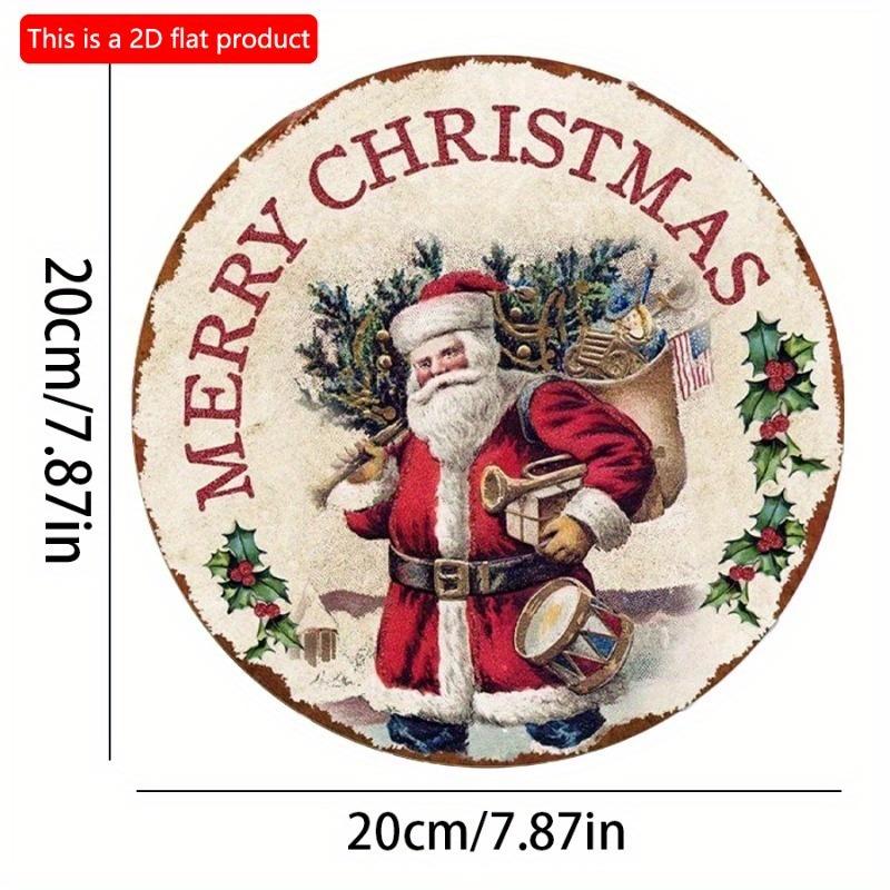 Płaski 2D 20*20cm, Dekoracja Świąteczna do Domu, Wesołych Świąt, Drewniany Okrągły Znak Świętego Mikołaja, Kreatywne Znaki Dekoracyjne, dla, Kuchni, Ogrodu