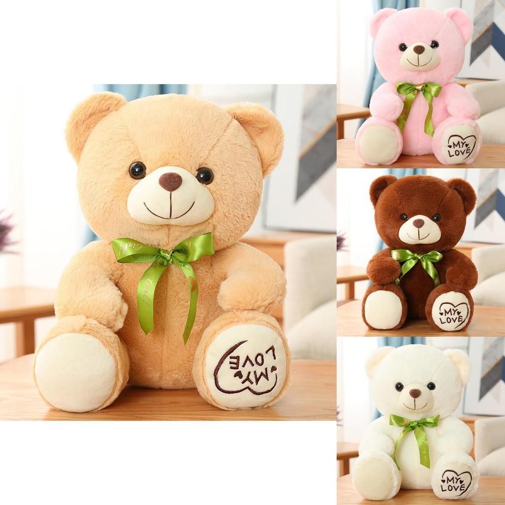 Adorable Sitting Pose Small Teddy Bear Plush Toy With Butterfly Bow For Kids