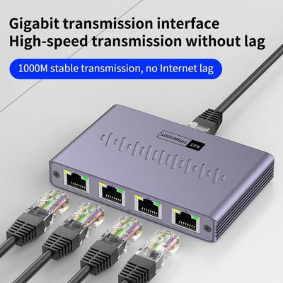 Gigabit RJ45 Network Cable Splitter: One-to-Four Internet Access Switch and Extender.