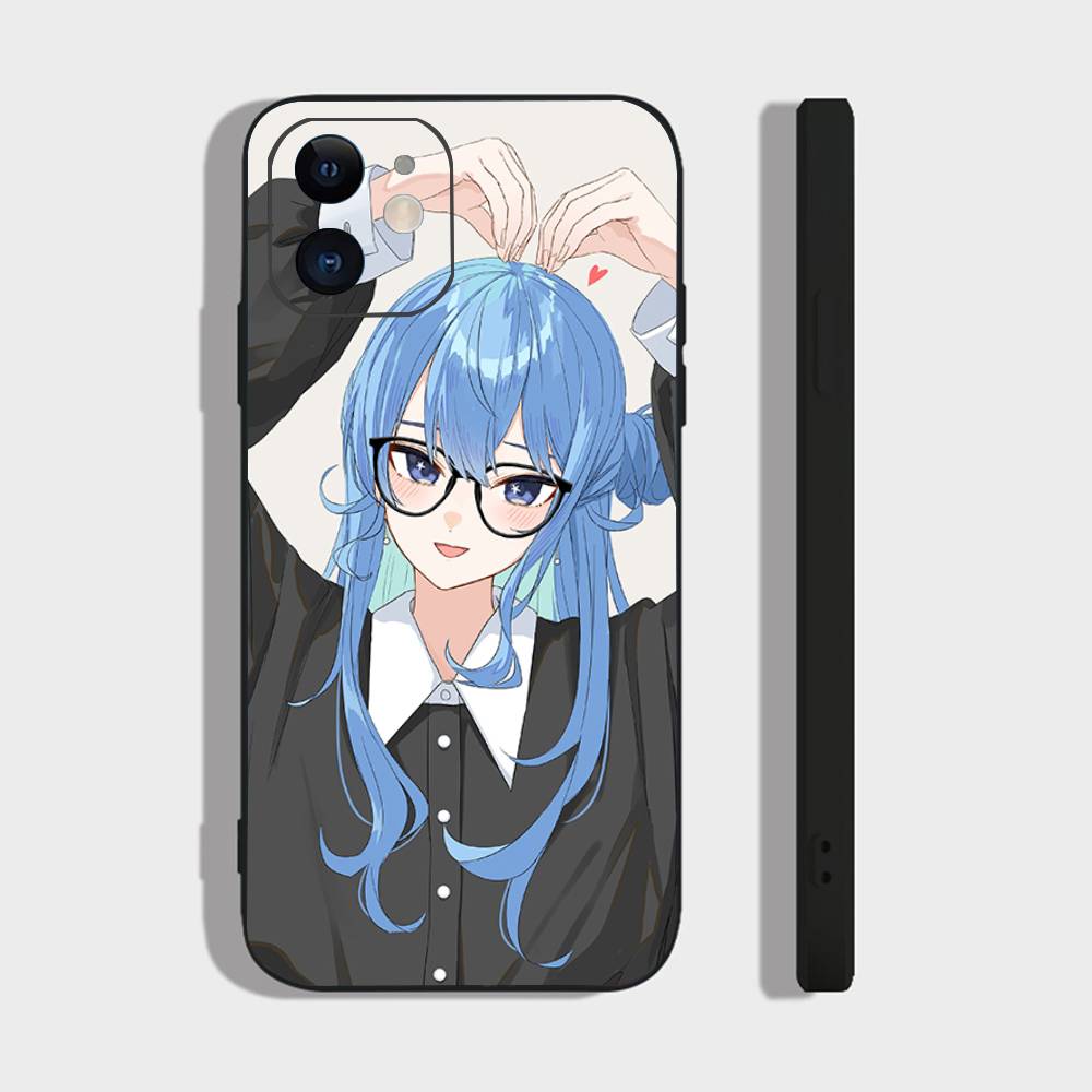 Suichan Hoshimachi Suisei Animation H-Hololive Phone Case For IPhone 17 Air 16 15 14 13 Pro Max 11 12 Black Silicone Cover