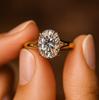 Oval Cut Cubic Zirconia Ring – Yellow Gold Plated Solitaire, Pave Split Shank, Engagement, Wedding, Promise, Anniversary Gift