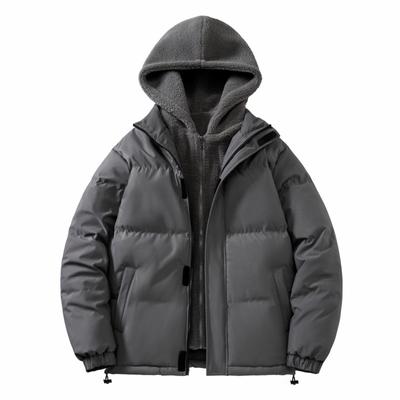 Autumn and Winter Warm Winter Cotton-padded Jacket for Men and Women Padded Jacket Lamb Wool Hooded Large Size Fake Two Cotton-padded Clothes