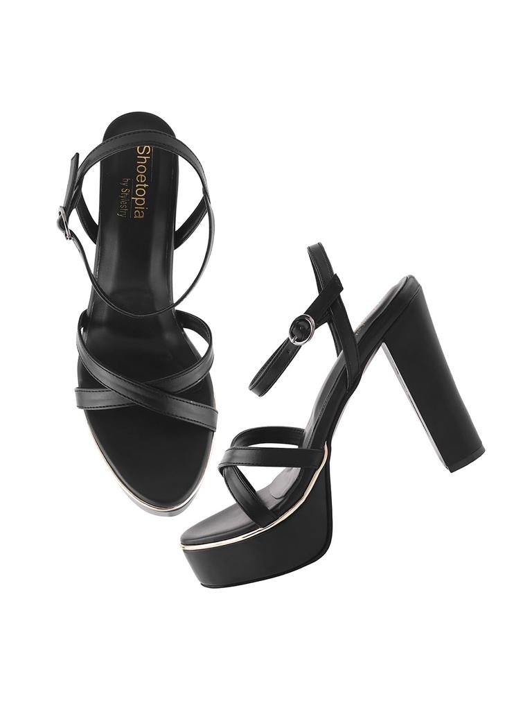 Shoetopia Women'S Heeled Sandal-5 Kids Uk (Fast-Black)-Eu38