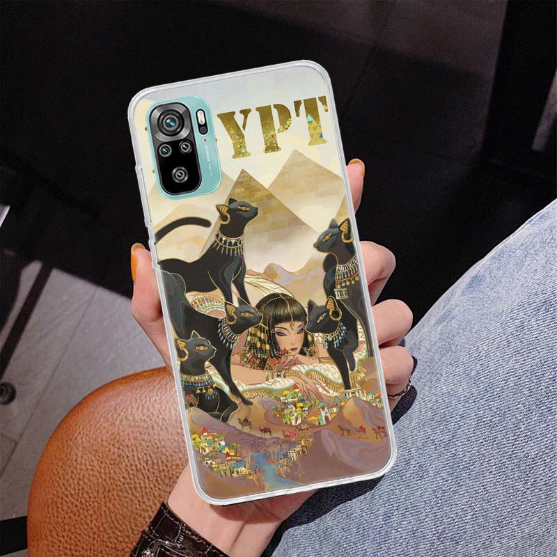 Egypt Nefertiti Anubis Ankh Cover Phone Case For Xiaomi Redmi Note 10 Pro Max 10S 9 9S 9T 8 8T 11T 11S 11 5G 11E 7 6 5 4X Coque