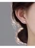 S999 Sterling Silver Chinese Lotus Stud Earrings for Women - Elegant, Simple Design with Ear Hole Care.