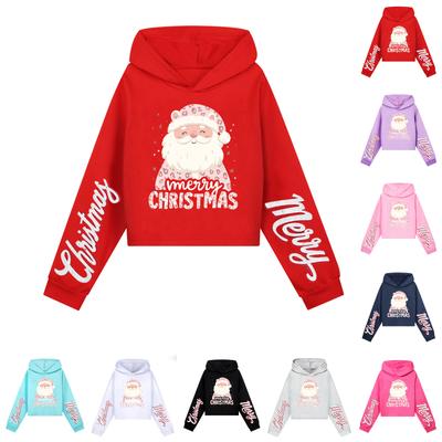 Kinder Freizeitmode Weihnachten Bedrucktes Langarm Kapuzensweatshirt (Kein Kordelzug)