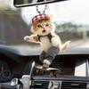 Adorable Cat Hanging Ornament Car Rearview Mirror Pendant with Lanyard Easy To Hang Animal Cat-Shaped Xmas Tree Pendant
