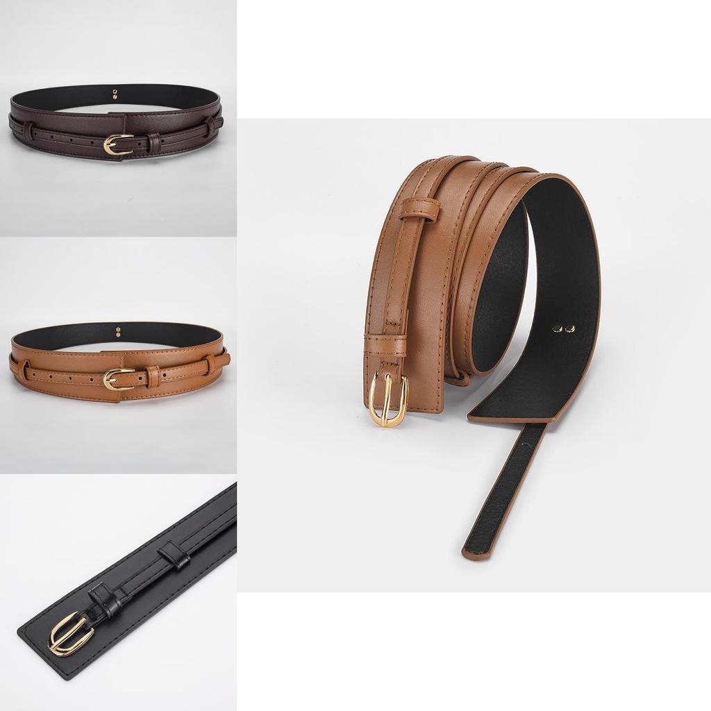 Ladies Leather Belt Dual Use Pu Material Alloy Buckle Wide Waist Belt For Office And Casual Wear