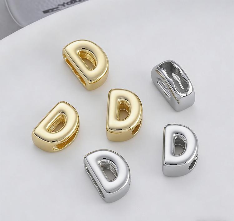 1pc Alphabet Bead Polished Design Mini 3D Bubble 26 Letter Charm for DIY Necklace Bracelet Jewelry Making