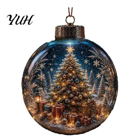 Holiday Keepsake Ornaments Glowing Christmas Ornament with Lanyard, Unique Styles Miniature Glass Pendant LED Tree Hanging Accessories Light,