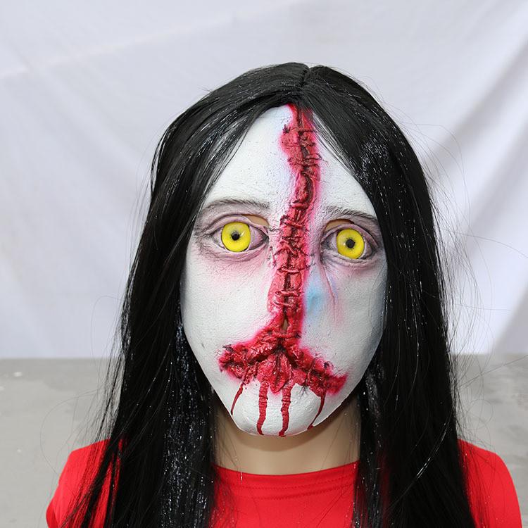Ghost Long Hair Face Cosplay Mask For Halloween Haunted House Games Escape