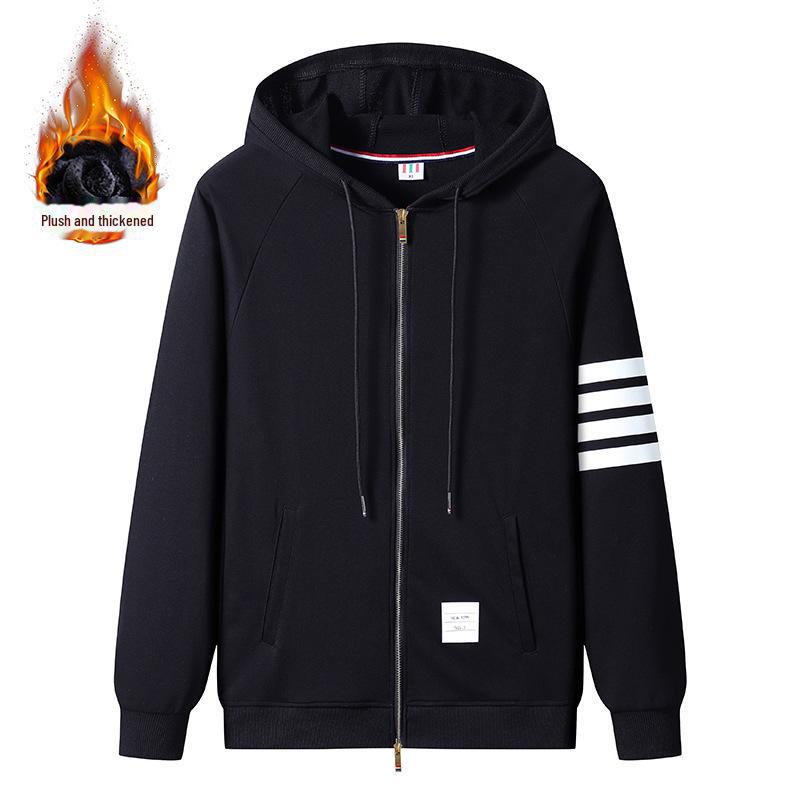 THOM BRIELLE Plus Velvet Four-Bar Sweater: Thick, Warm, Trendy Casual Jacket