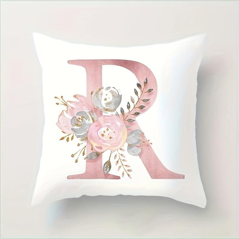 Abc Letter Floral Alphabet Decorative Pillow Cover Indoor Outdoor Party Farmhouse Home Decor Peach Skin Monogram Aesthetic Art