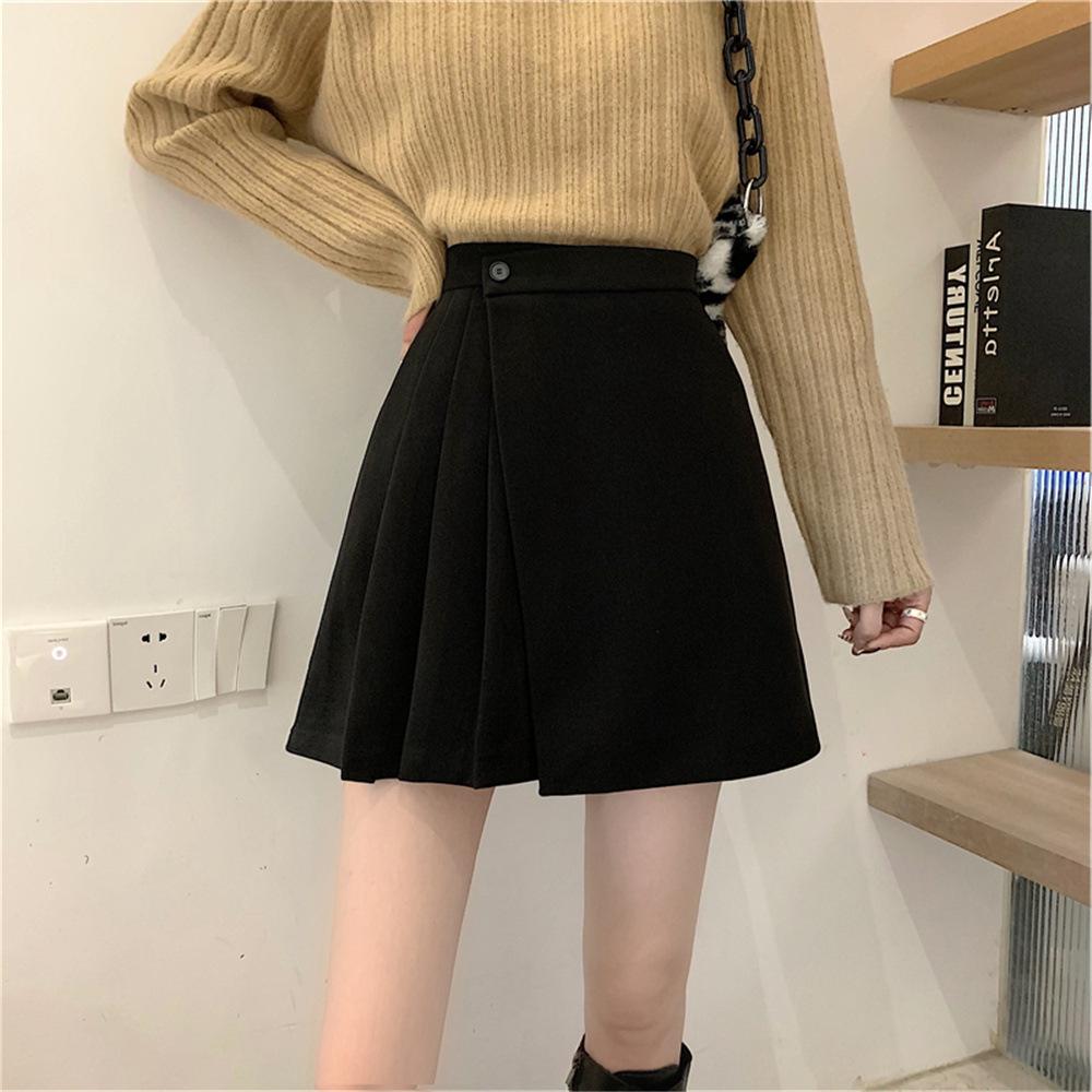 Pleated Wool Skirt: Irregular Pear Shape, 2026 Spring Korean Style, Hip-Hugging for Women
