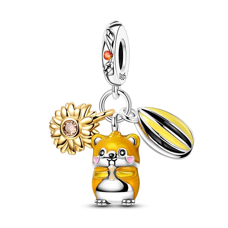 Nowe Koraliki Charms Platerowane Miedzią Pasują Bransoletka Dla Kobiety Biżuteria DIY Kwiat Lotosu Księżyc Pizza Oryginalne Zawieszki