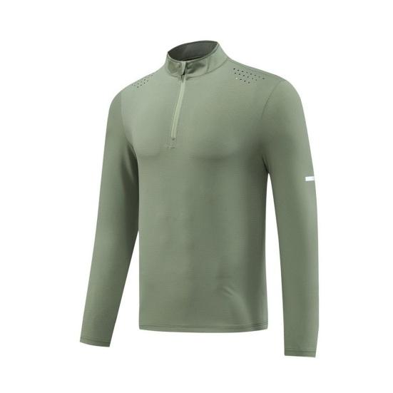 Men Running Shirt Quarter Zipper Athletic Shirt Quick Drying Long Sleeve Pullover Shirt