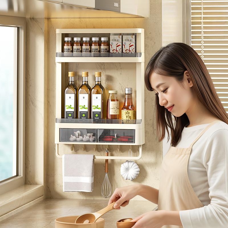 Veggmontert krydderhylle kjøkkenorganisator hengende krydderglass oppbevaringshylle for kjøkken krydderholder krydderoppbevaringshylle