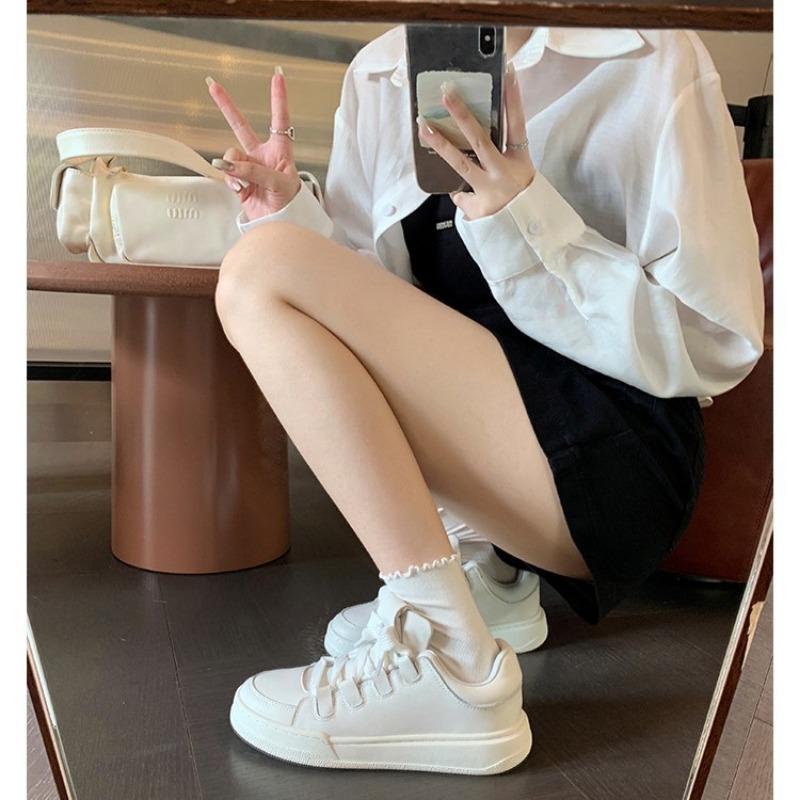 Cowhide version~ genuine leather thick-soled white shoes women's tide heightening board shoes casual sports shoes muffin shoes dad shoes