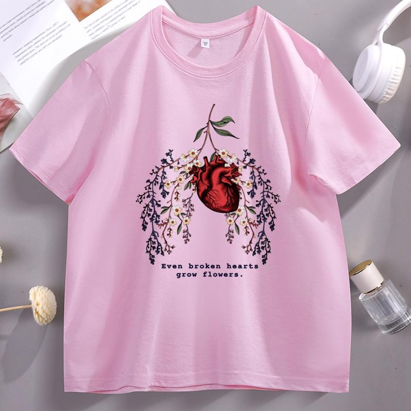 Funny Heart Printed T Shirt Casual Cotton Short Sleeve Round Neck Tshirt Summer Graphic Tees Unisex Clothing Streetwear Tees