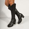 Fashion Block Heel Round Toe Knee High Thigh Boots 2025 New Platform High Heel Knight Boots for Women