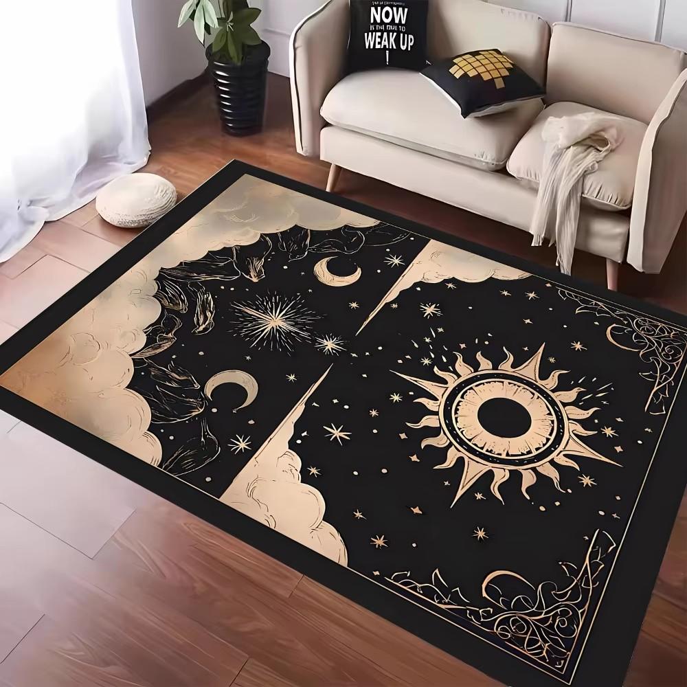 Mystical Tarot Inspired Carpet Featuring Star Moon and Sun Designs Anti-slip Floor Mat for Living Room Bedroom Decor Doormat