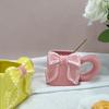 Creative Ceramic Coffee Cup Three-dimensional Bow Mug Exquisite Afternoon Tea Ceramic Flower Tea Cup Home Breakfast Milk Mug New
