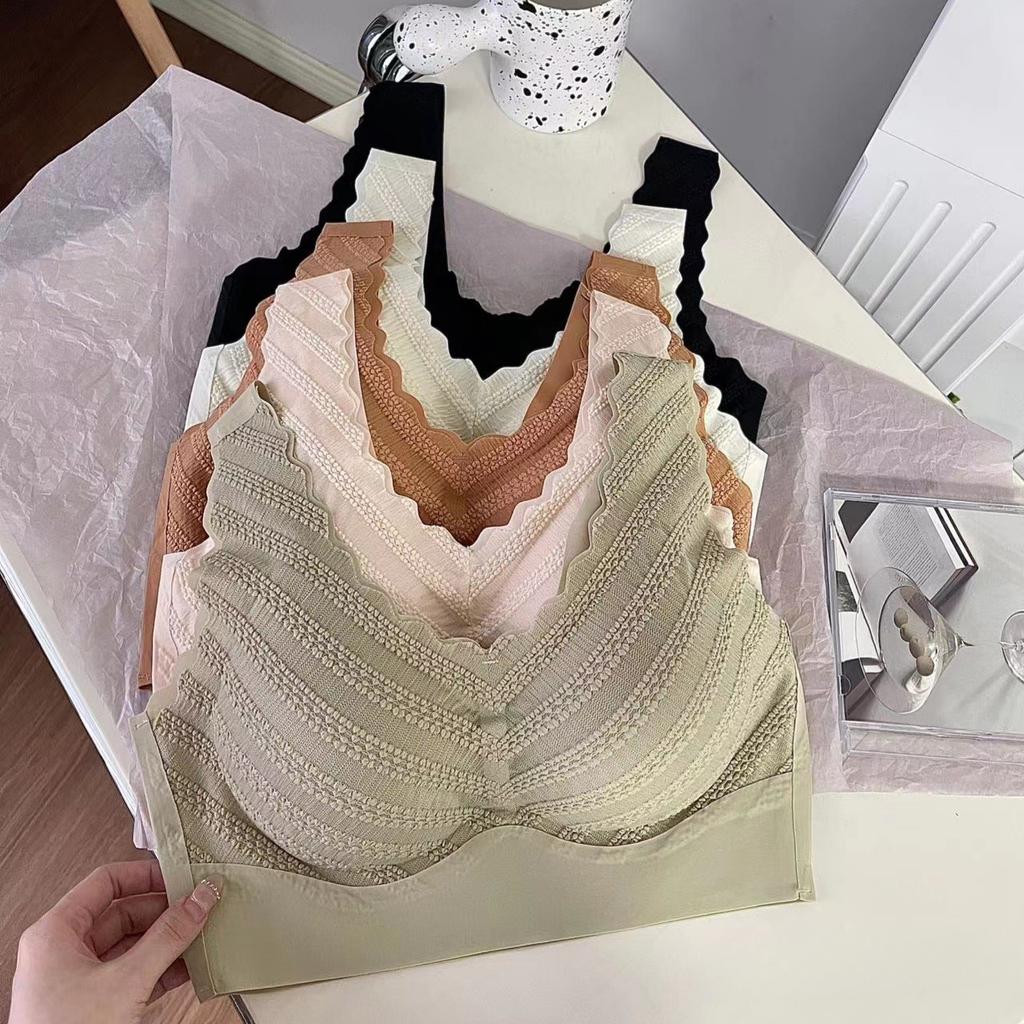 Nahtloser Rücken Kleine Brust Push-up Unterwäsche Dünne Spitze Westenstil Große Größe Ohne Bügel Sport-BH