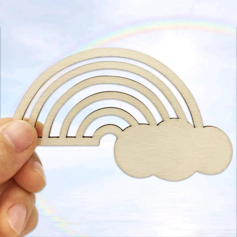 Rainbow Wooden Crafts DIY Hollowed-Out Unfinished Wood Chips for Children - Christmas Theme